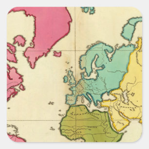 Plain map World Square Sticker