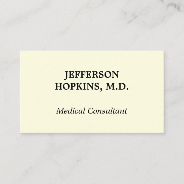 Plain Medical Consultant Business Card (Front)