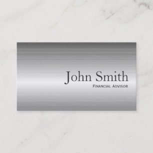 Plain Metal Financial Advisor Business Card