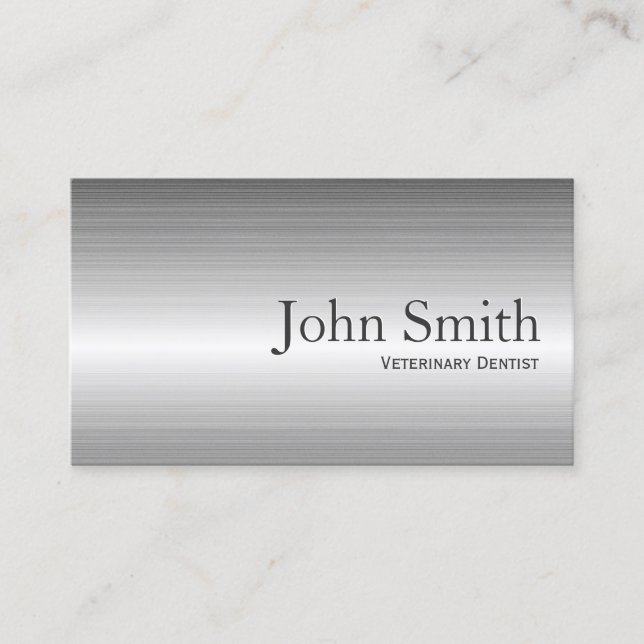 Plain Metal Veterinary Dentist Business Card (Front)