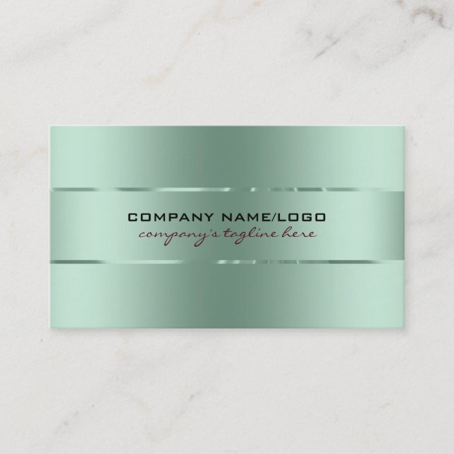 Plain Metallic Green Tint Stainless Steel Look Business Card (Front)