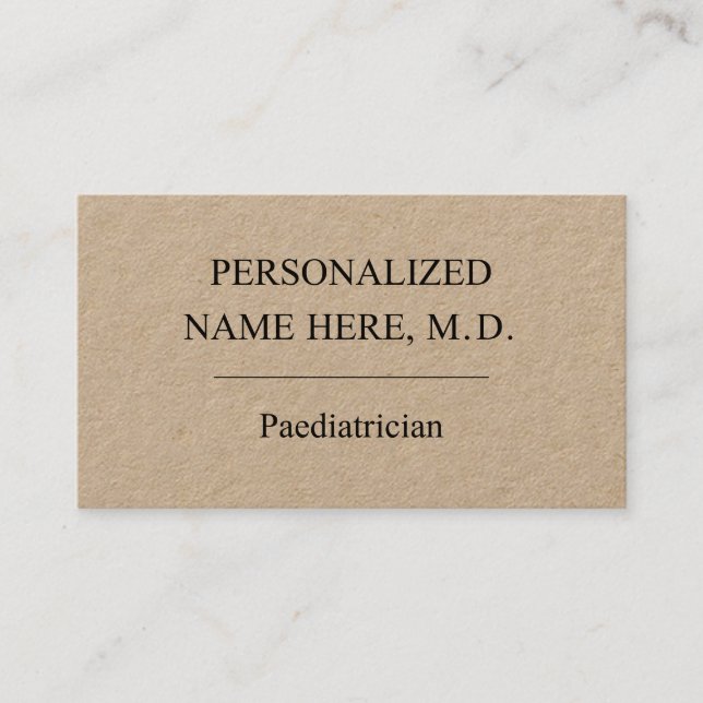 Plain & Minimal Paediatrician Business Card (Front)