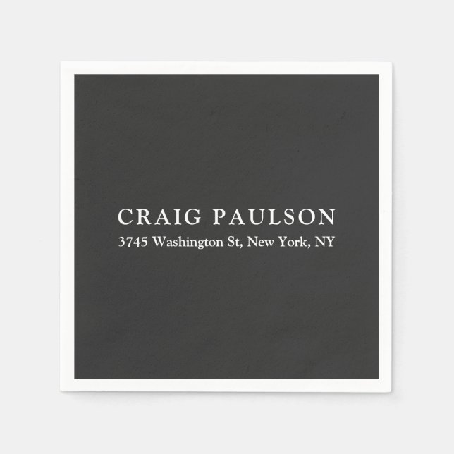 Plain Minimalist Elegant Classical Dark Grey Napkin (Front)