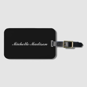 Plain Minimalist Modern Calligraphy Black Colour Luggage Tag