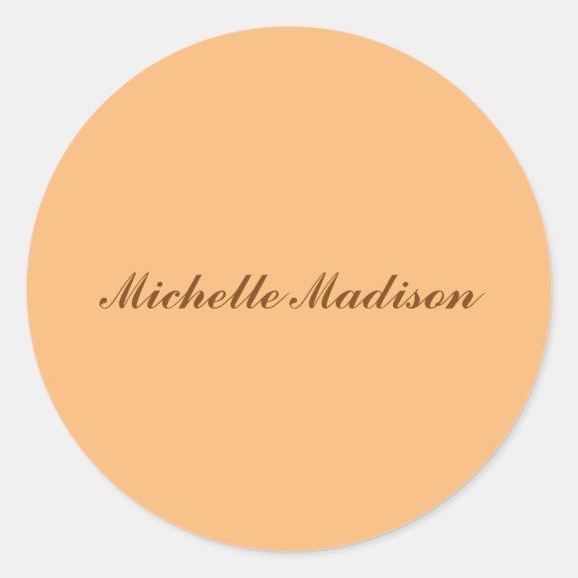Plain Minimalist Modern Calligraphy  Classic Round Sticker (Front)