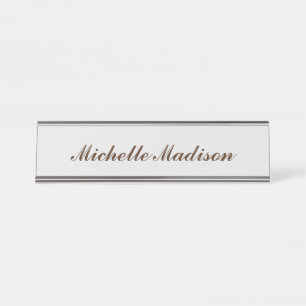 Plain Minimalist Modern Handwriting Calligraphy Desk Name Plate