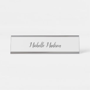 Plain Minimalist Modern Handwriting Calligraphy Desk Name Plate