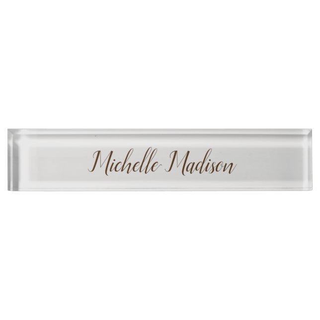Plain Minimalist Modern Handwriting Calligraphy Nameplate (Front)