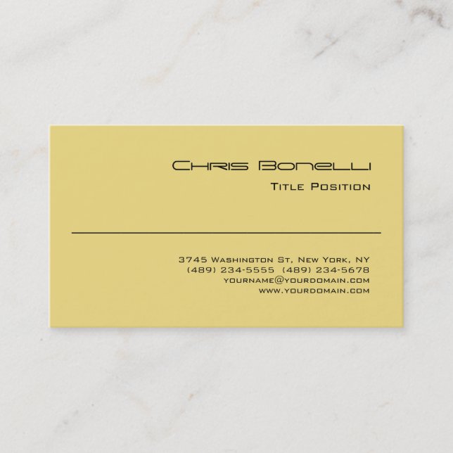 Plain Modern Buff Beige Charming Business Card (Front)