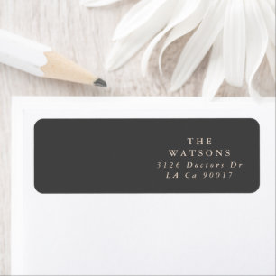 Plain Modern Charcoal Cream Grey   Return Address Label
