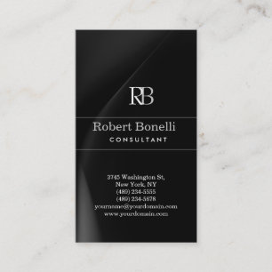 Plain Modern Grey Monogram Business Card
