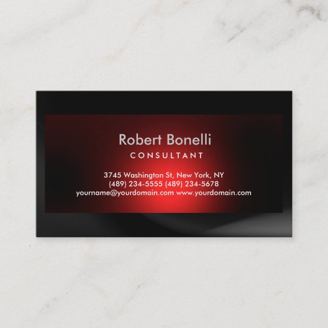 Plain Modern Grey Red Consultant Business Card (Front)