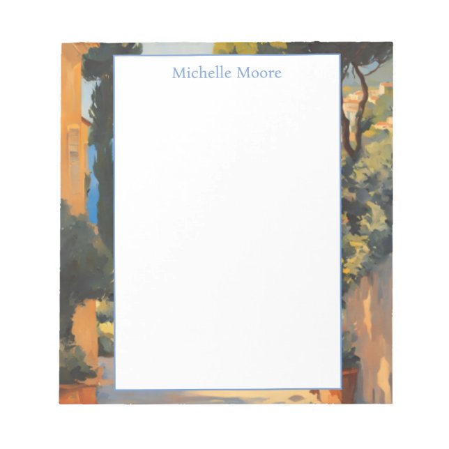 Plain Modern Minimalist Name Landscape Watercolor Notepad (Front)