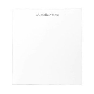 Plain Modern Minimalist Name Personalised Notepad