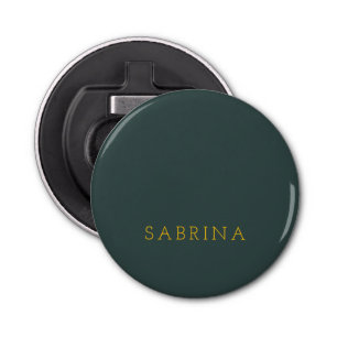 Plain Modern Minimalist Own Name Dusty Green Bottle Opener