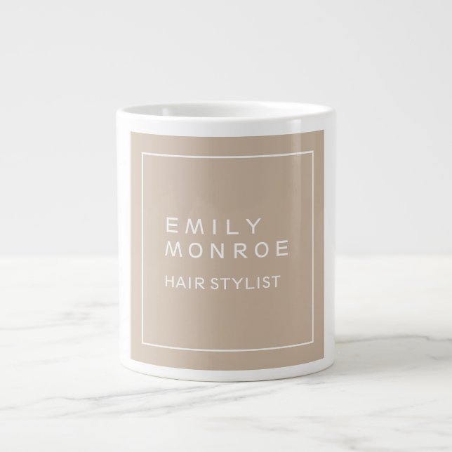 Plain Modern Minimalist Your Name Pastel Colour Large Coffee Mug (Front)