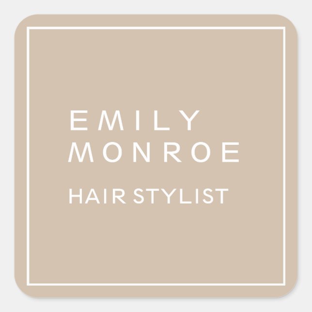 Plain Modern Minimalist Your Name Pastel Colour Square Sticker (Front)