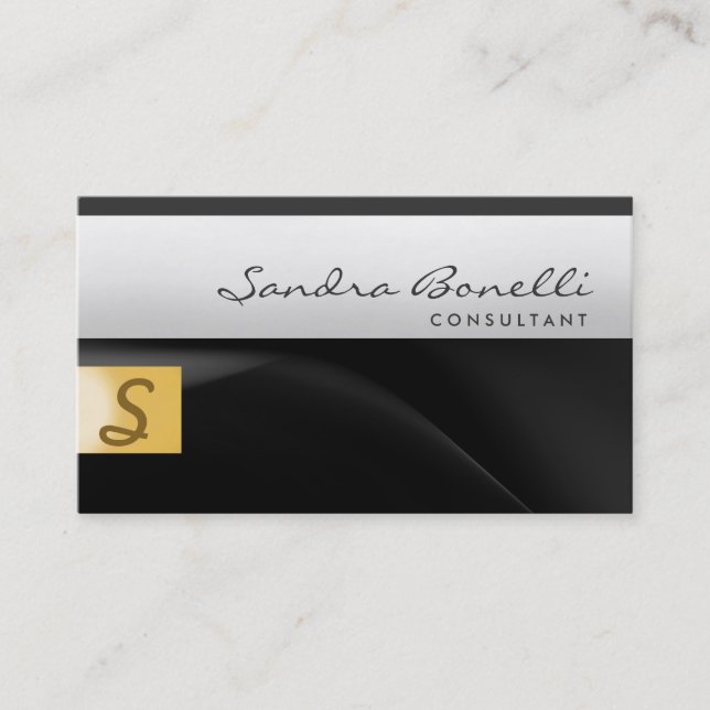 Plain Modern Monogram Consultant Business Card (Front)