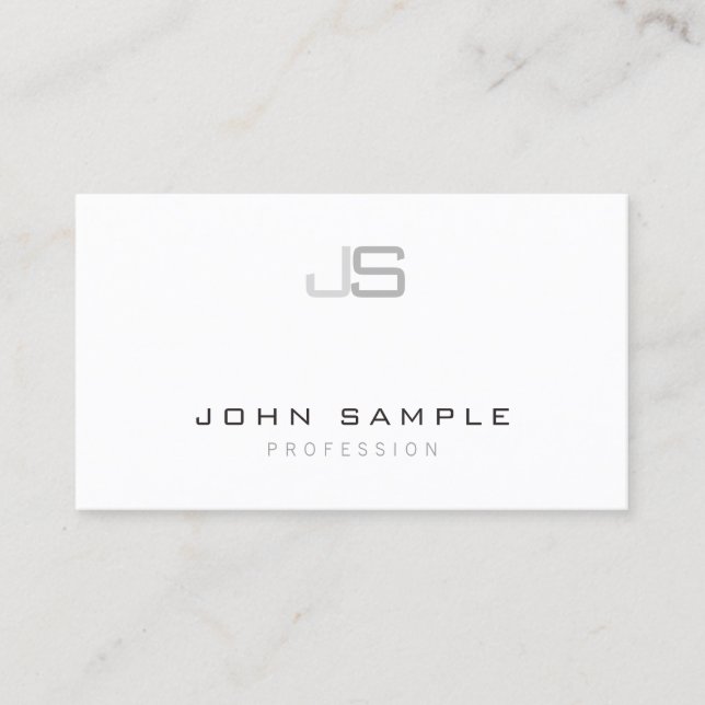 Plain Modern Professional Elegant Monogram Simple Business Card (Front)