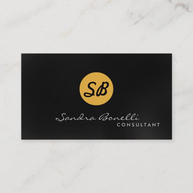 Plain Modern Professional Monogram Business Card (Front)