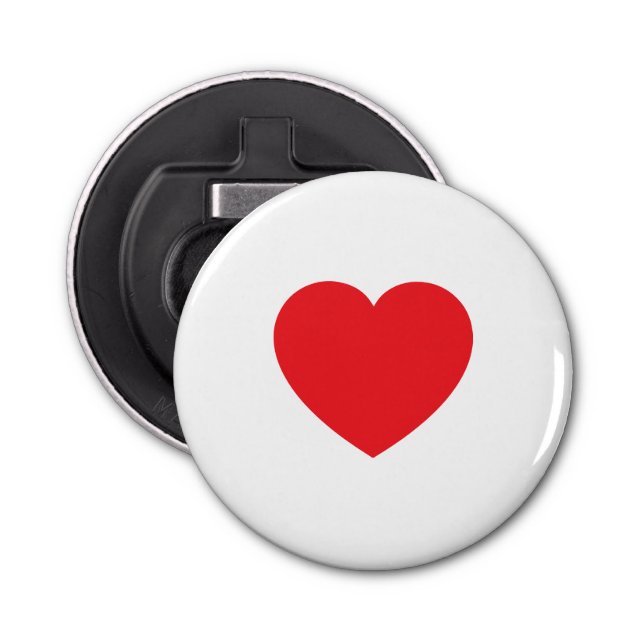 Plain Modern White Red Love Heart Graphic Bottle Opener (Front)