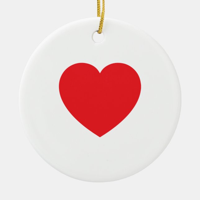 Plain Modern White Red Love Heart Graphic Ceramic Ornament (Front)