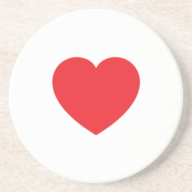 Plain Modern White Red Love Heart Graphic Coaster (Front)