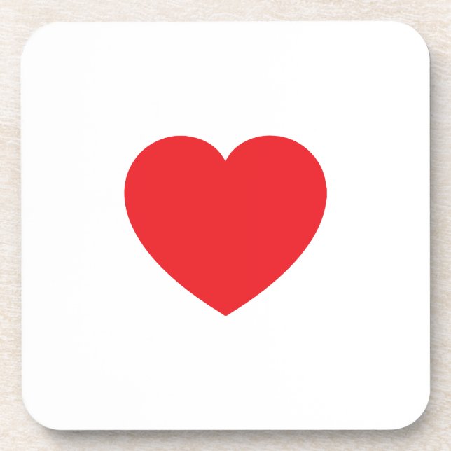 Plain Modern White Red Love Heart Graphic Coaster (Front)