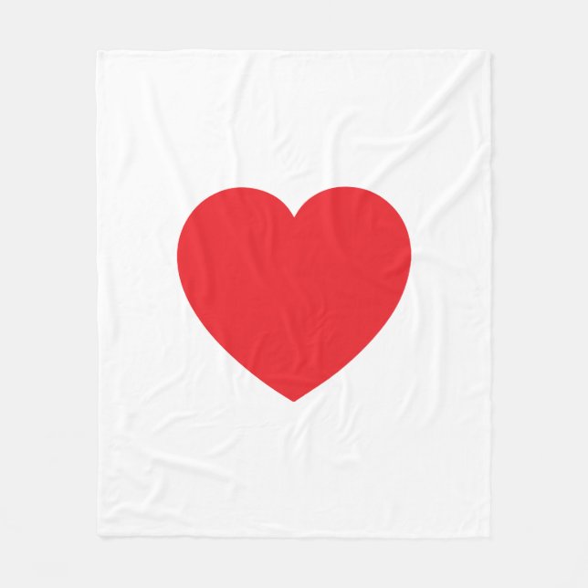 Plain Modern White Red Love Heart Graphic Fleece Blanket (Front)