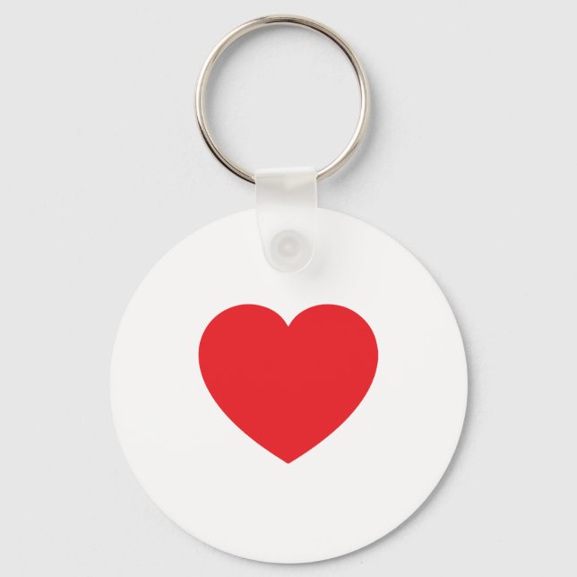 Plain Modern White Red Love Heart Graphic Key Ring (Front)
