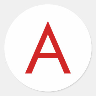 Plain Modern White Red Monogram Initial Letter Classic Round Sticker