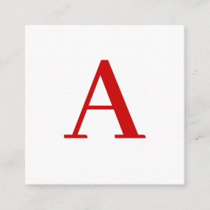 Plain Modern White Red Monogram Initial Letter Enclosure Card