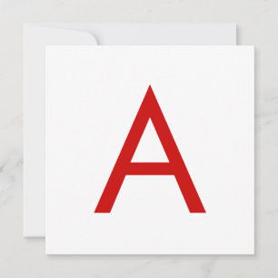 Plain Modern White Red Monogram Initial Letter Invitation