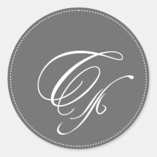 Plain Monogram C, customisable background colour Classic Round Sticker