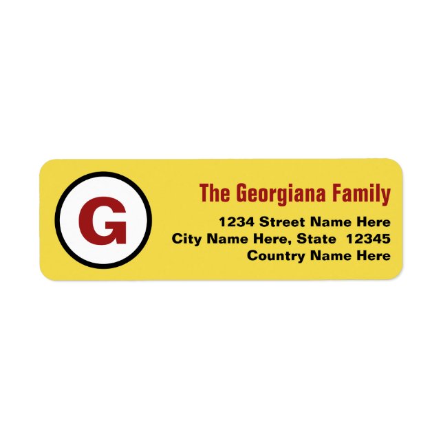 Plain & Monogram Return Address Label (Front)