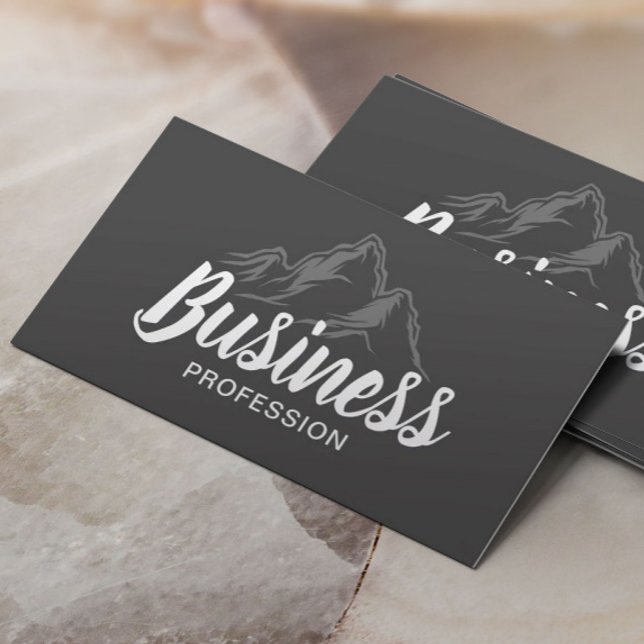 Plain Mountain Logo Typography Dark Grey Business Card (Creator Uploaded)