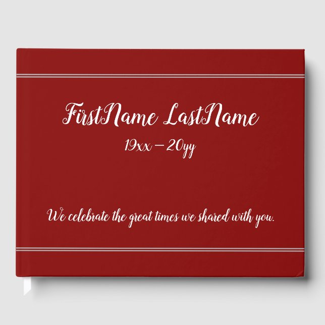 Plain, Mournful Memories Guestbook (Front)