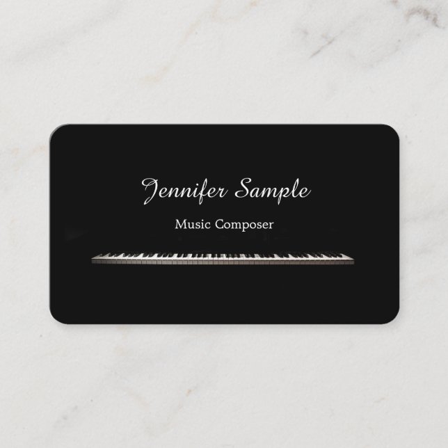 Plain Music ComposerTeacher Professional Elegant Business Card (Front)