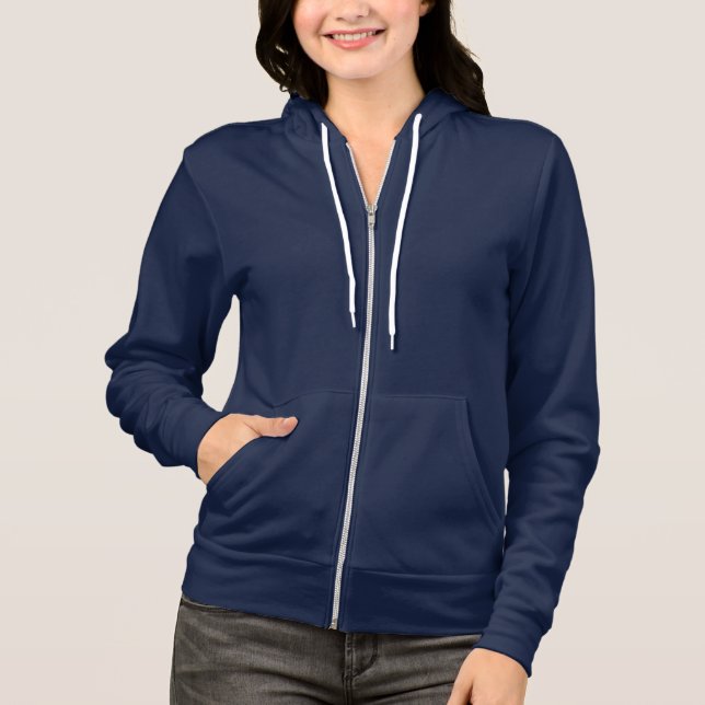 Plain navy blue hoodie fleece for women, ladies (Front)