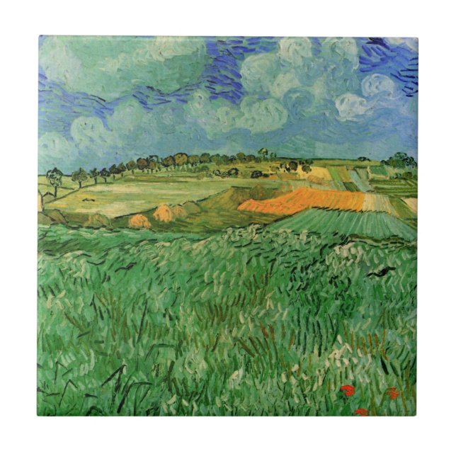 Plain Near Auvers by Vincent van Gogh Ceramic Tile (Front)