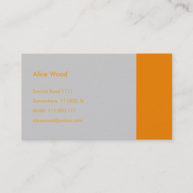 Plain | Orange Grey Business Card (Front)