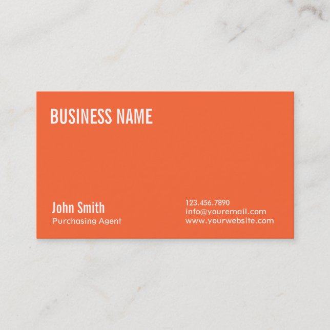 Plain Orange Purchasing Agent Business Card (Front)