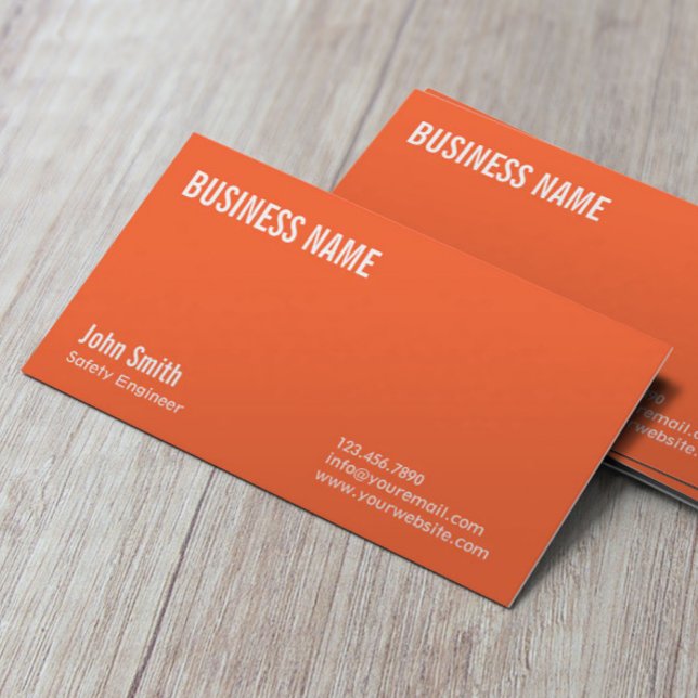 Plain Orange Safety Engineer Business Card (Creator Uploaded)