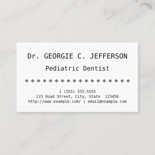 Plain Paediatrics Dentist Business Card (Front)