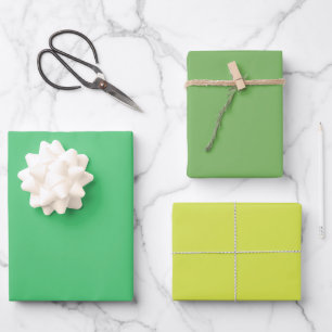 Plain Paris Bud Yellow Green Shades 3 Tones Wrapping Paper Sheet