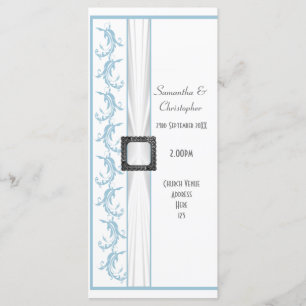 Plain pastel blue and white church wedding program