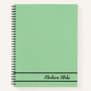 Plain Pastel Green Minimalistic Customisable Name Notebook