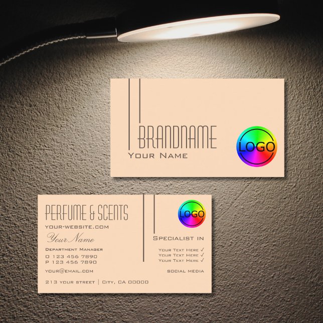 Plain Pastel Peach with Logo Professional Modern Business Card (Creator Uploaded)