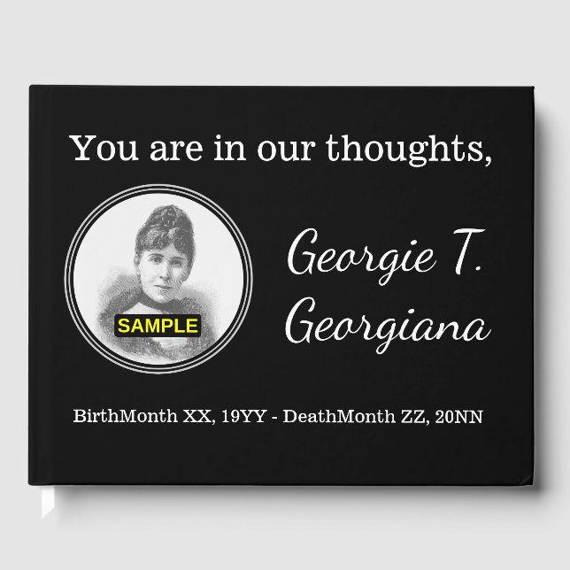 Plain, Personalised Funeral/Memorial Guest Book (Front)