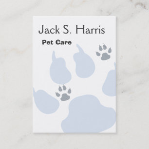 Plain Pet Care Animal Sitter Dog Cat Paw Prints Business Card